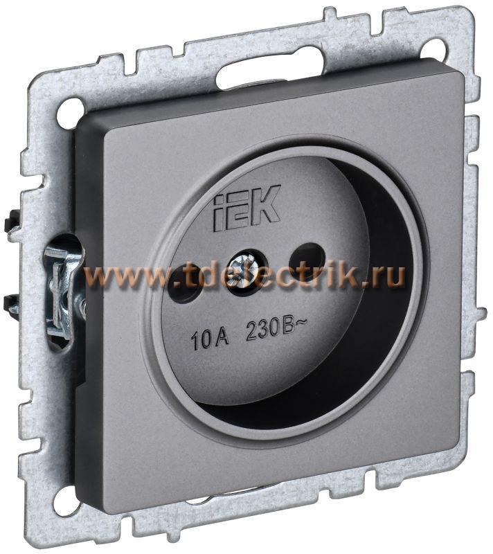 Фотография №1, BRITE Розетка без з/к с з/ш 10А РСш10-2-БрС сталь IEK