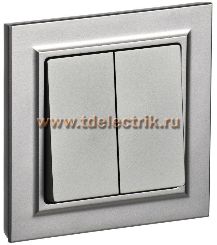 Фотография №1, BRITE Выключатель 2-кл. 10А в сб. ВСР10-2-0-БрС сталь IEK