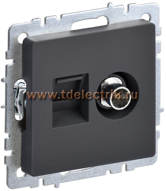 Фотография №1, BRITE Розетка двойная TV+RJ45 кат.5E РТВ/РК12-БрГ граф. IEK