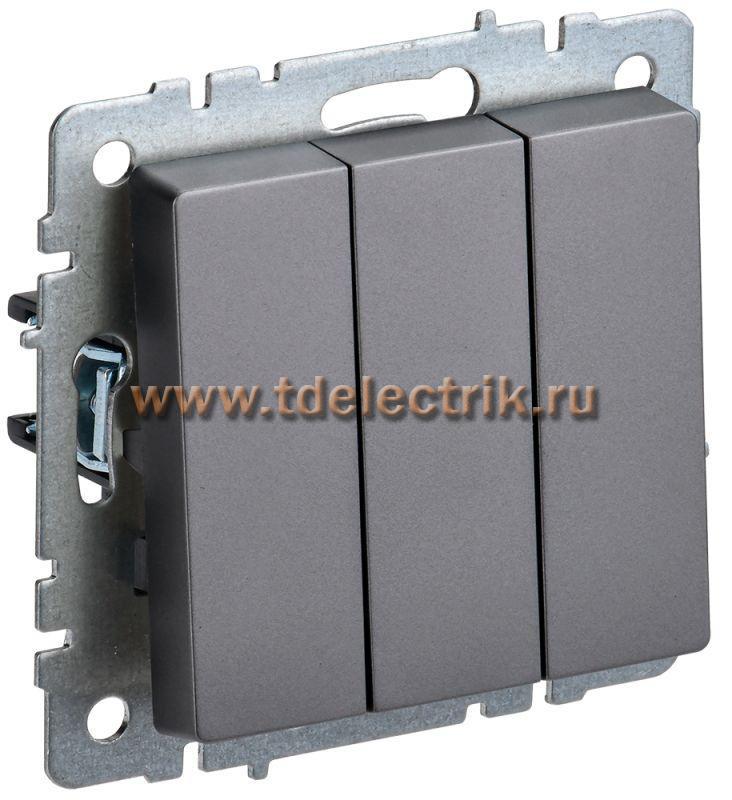 Фотография №1, BRITE Выключатель 3-кл. 10А ВС10-3-0-БрС сталь IEK