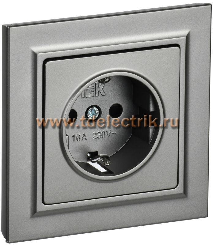 Фотография №1, BRITE Розетка с з/к/ш 16А в сб. РСР14-1-0-БрС сталь IEK