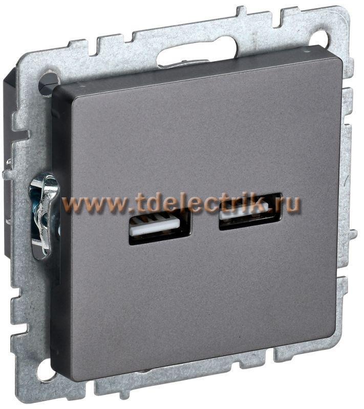 Фотография №1, BRITE Розетка USB A+A 3,1А РЮ10-1-БрС сталь IEK