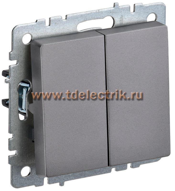 Фотография №1, BRITE Выключатель 2-кл. прох. 10А ВС10-2-6-БрС сталь IEK