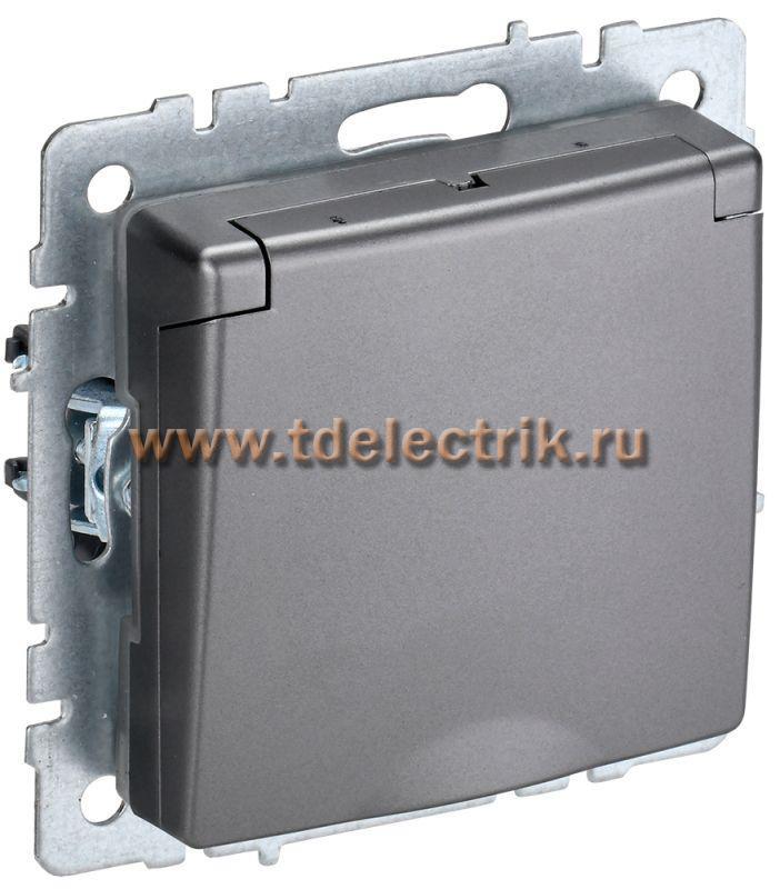 Фотография №1, BRITE Розетка с з/к/ш с кр. 16А IP44 РСбш10-3-44-БрС сталь IEK