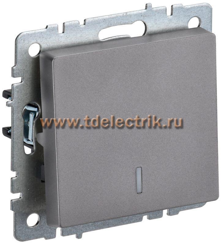 Фотография №1, BRITE Выключатель 1-кл. прох. с инд. 10А ВС10-1-7-БрС сталь IEK