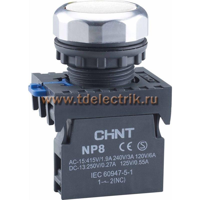 Фотография №1, Кнопка упр. NP8-02BN/1 без подсветки, самовозв., белый, 2НЗ, IP65 (R)