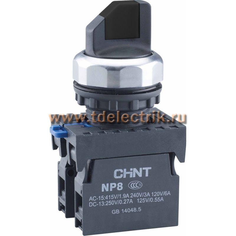 Фотография №1, Переключатель без подсветки NP8-01X/221, 2 положения самовозв. 90град, белый, 1НЗ, IP65 (R)