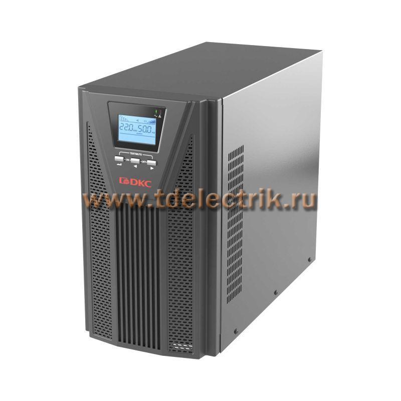 Фотография №1, Онлайн ИБП ДКС серии Small Tower, 2000 ВА/1800 Вт, 1/1, 4xSchuko, EPO, USB, RS-232, RJ45, без АКБ, 7 Ач