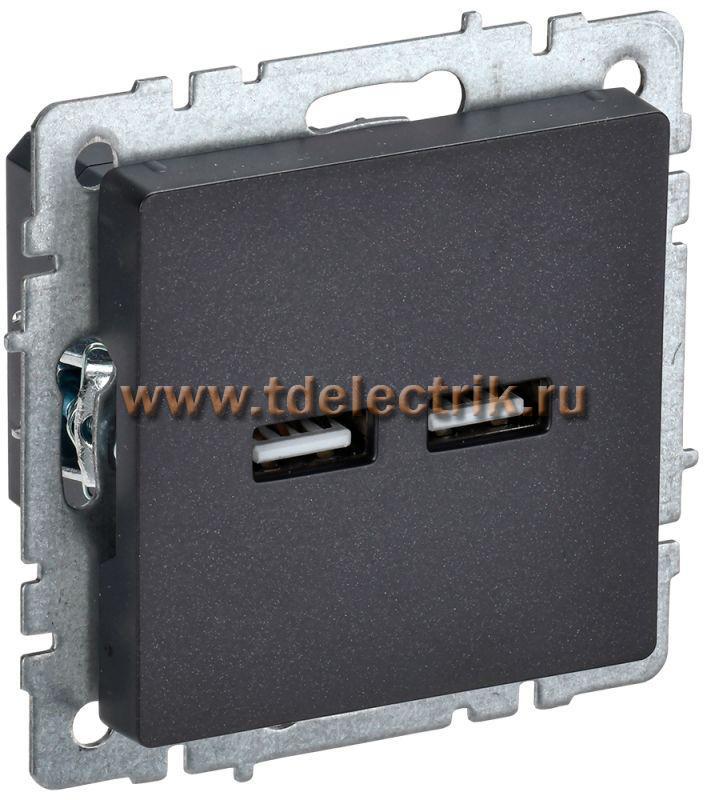Фотография №1, BRITE Розетка USB A+A 3,1А РЮ10-1-БрЧ черн. IEK