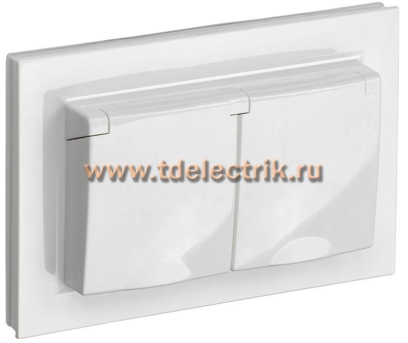 Фотография №1, BRITE Розетка 2-я с кр. 16А в сб IP44 РСбш12-3-44-БрБ бел. IEK