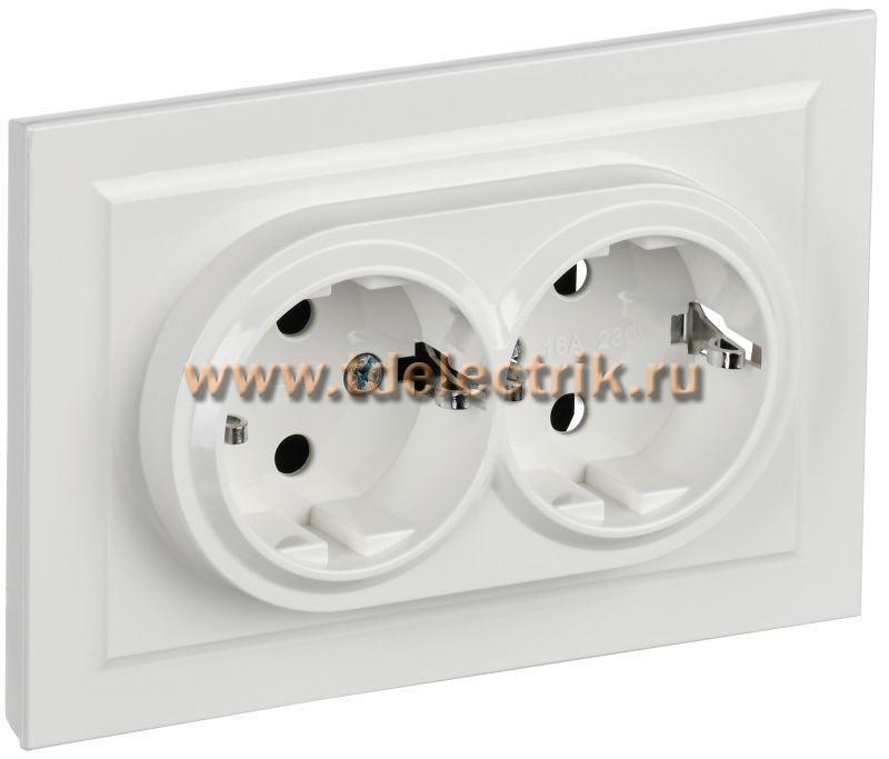 Фотография №1, BRITE Розетка 2-я с з/к без з/ш 16А в сб. РС12-3-БрБ бел. IEK