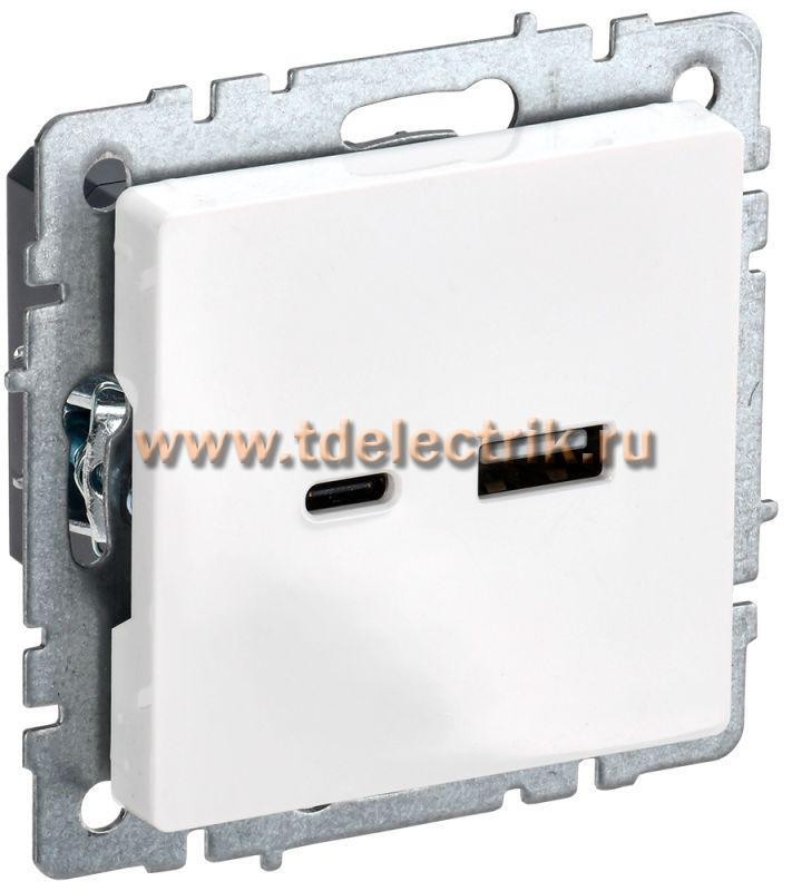 Фотография №1, BRITE Розетка USB A+C 18Вт РЮ11-1-БрБ бел. IEK