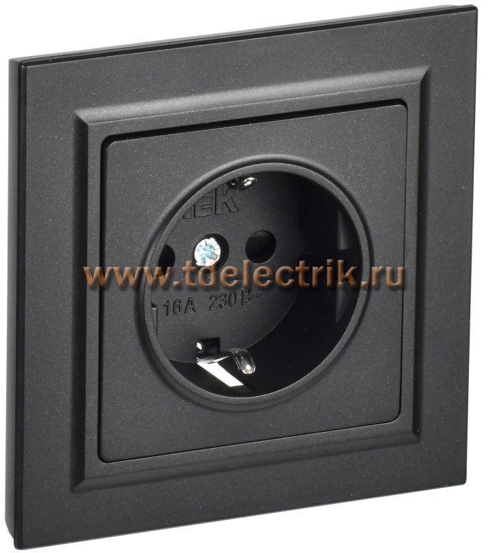 Фотография №1, BRITE Розетка с з/к/ш 16А в сб. РСР14-1-0-БрЧ черн. IEK