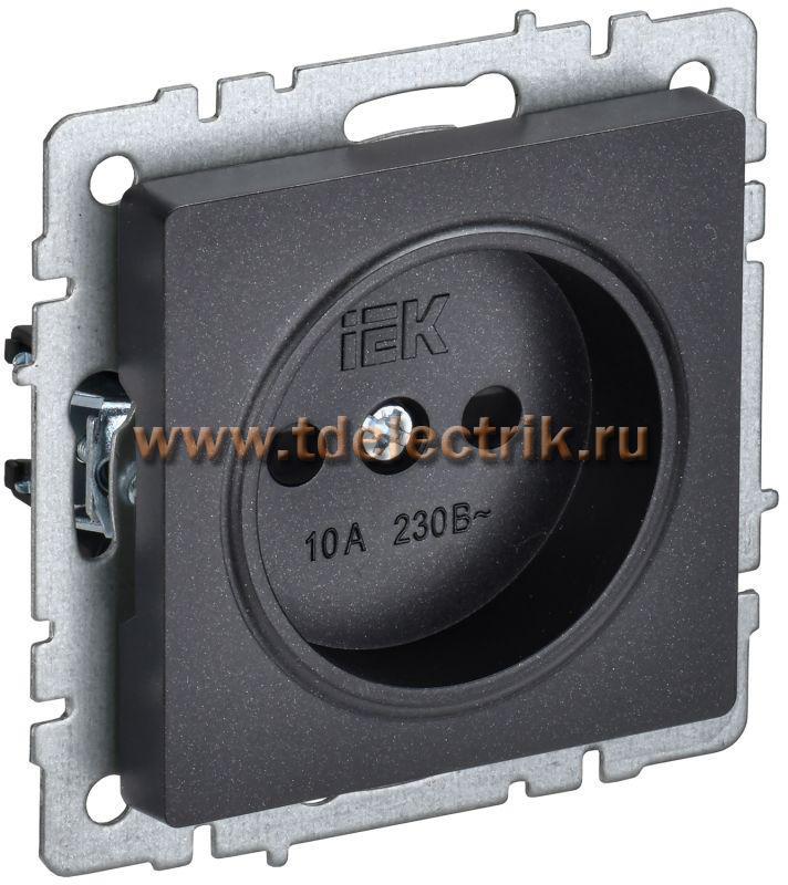 Фотография №1, BRITE Розетка без з/к с з/ш 10А РСш10-2-БрЧ черн. IEK