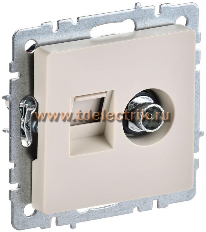 Фотография №1, BRITE Розетка двойная TV+RJ45 кат.5E РТВ/РК12-БрКр беж. IEK