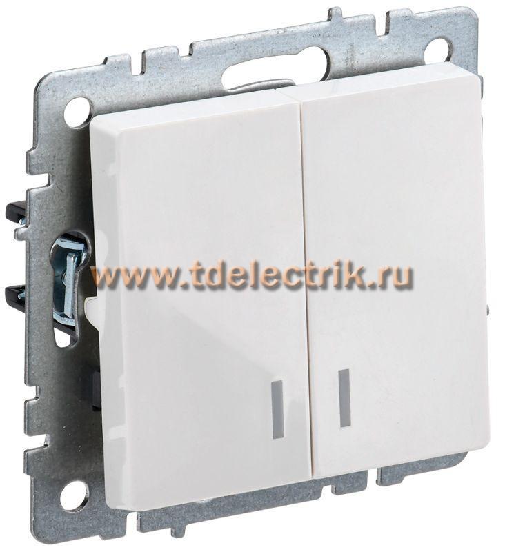 Фотография №1, BRITE Выключатель 2-кл. с инд. 10А ВС10-2-1-БрБ бел. IEK