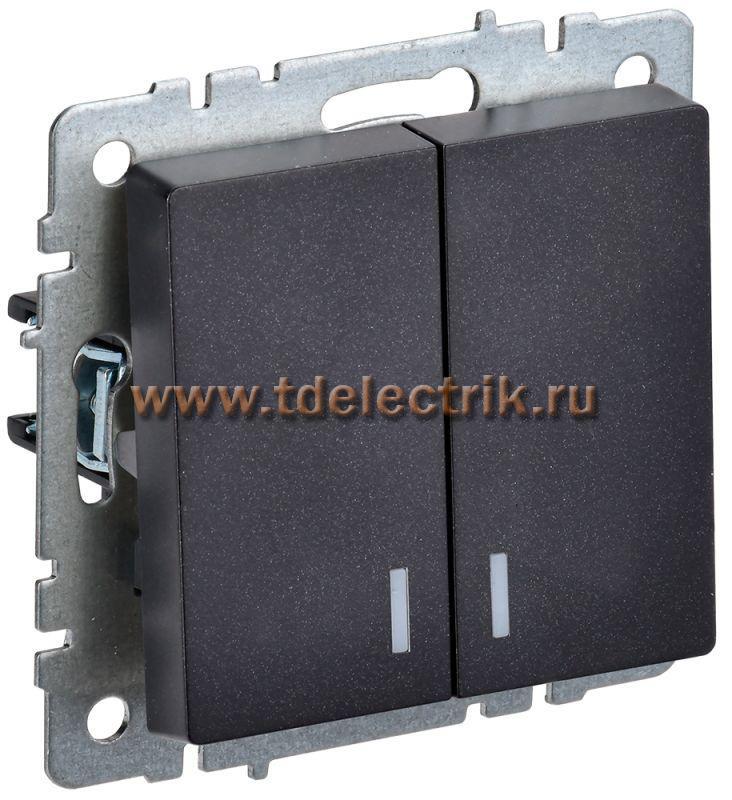 Фотография №1, BRITE Выключатель 2-кл. с инд. 10А ВС10-2-1-БрЧ черн. IEK