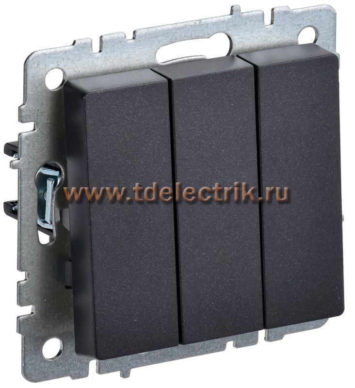Фотография №1, BRITE Выключатель 3-кл. 10А ВС10-3-0-БрЧ черн. IEK