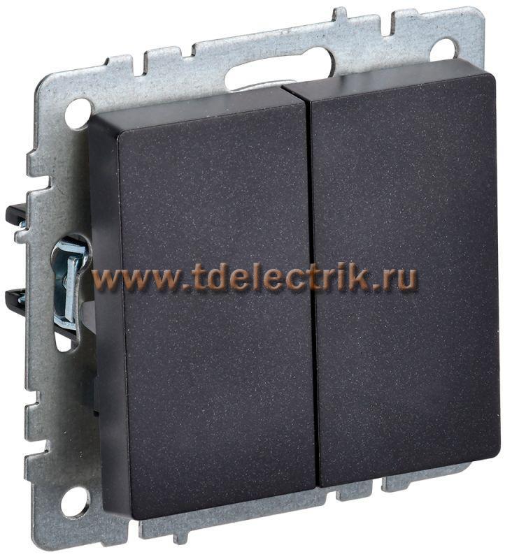 Фотография №1, BRITE Выключатель 2-кл. прох. 10А ВС10-2-6-БрЧ черн. IEK