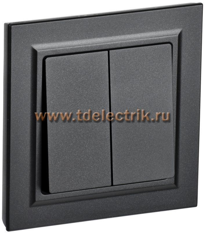Фотография №1, BRITE Выключатель 2-кл. 10А в сб. ВСР10-2-0-БрЧ черн. IEK