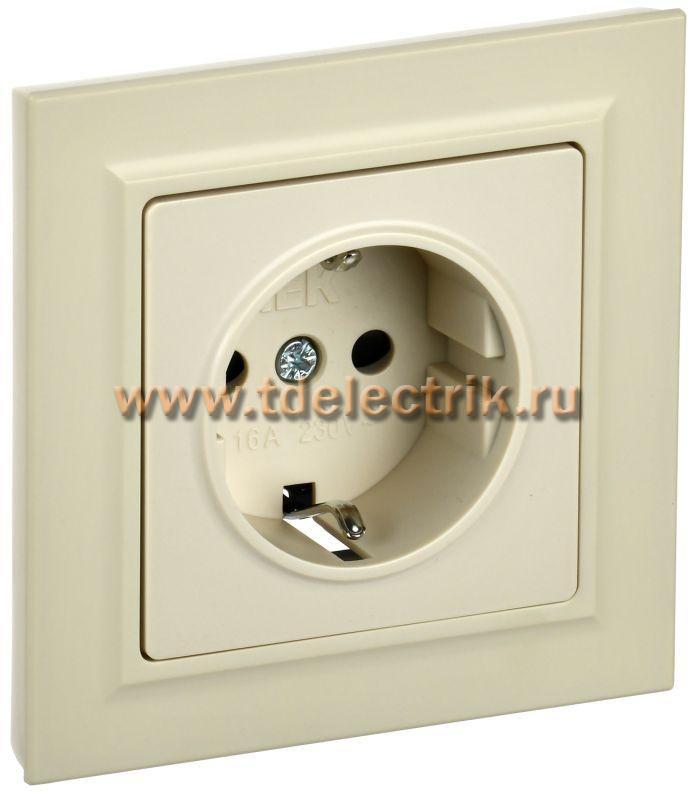 Фотография №1, BRITE Розетка с з/к/ш 16А в сб. РСР14-1-0-БрКр беж. IEK