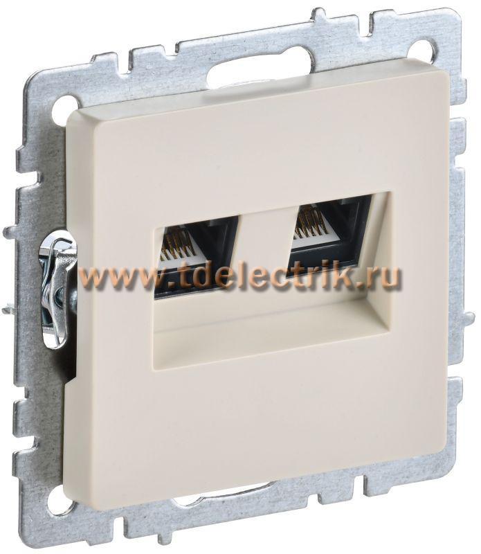 Фотография №1, BRITE Розетка двойная RJ11+RJ45 кат.5E РК/Т12-БрКр беж. IEK
