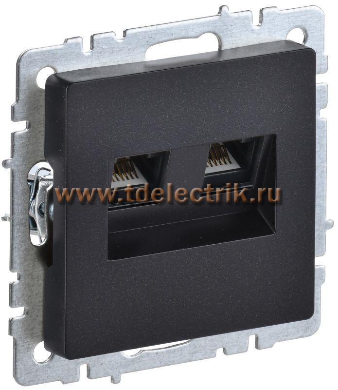 Фотография №1, BRITE Розетка комп. 2-ая RJ45 кат.5E РК10-2-БрЧ черн. IEK