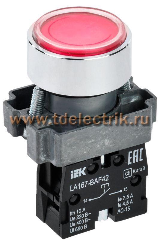 Фотография №1, Кнопка LA167-BAF42 d=22мм 1р красная IEK