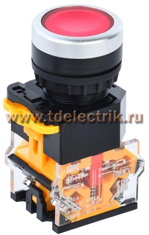 Фотография №1, Кнопка D8-11T d=22мм 1з+1р с фиксацией красная IEK