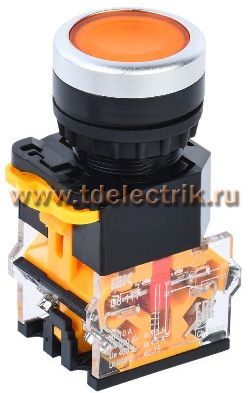 Фотография №1, Кнопка D8-11T d=22мм 1з+1р с фиксацией желтая IEK