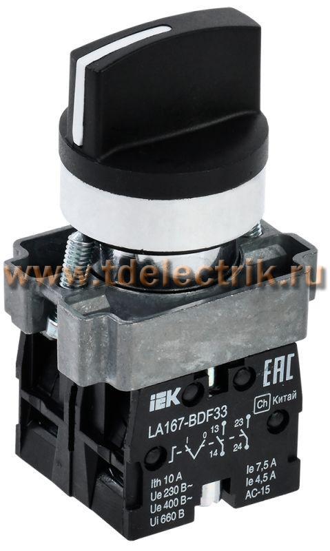 Фотография №1, Переключатель LA167-BDF33 3 полож. 2з черный IEK