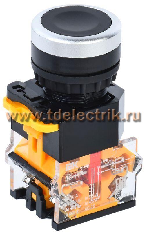 Фотография №1, Кнопка D8-11T d=22мм 1з+1р с фиксацией черная IEK