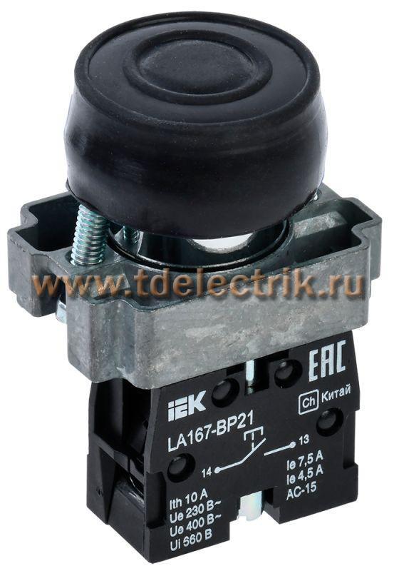 Фотография №1, Кнопка LA167-BP21 d=22мм 1з черная IEK
