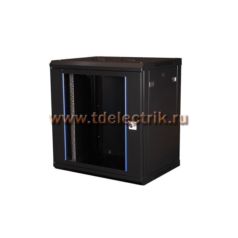 Фотография №1, DATAREX Шкаф 19 телекоммуникационный настенный, 12U 635x600x450 мм, дверь стекло, черный DR-633001