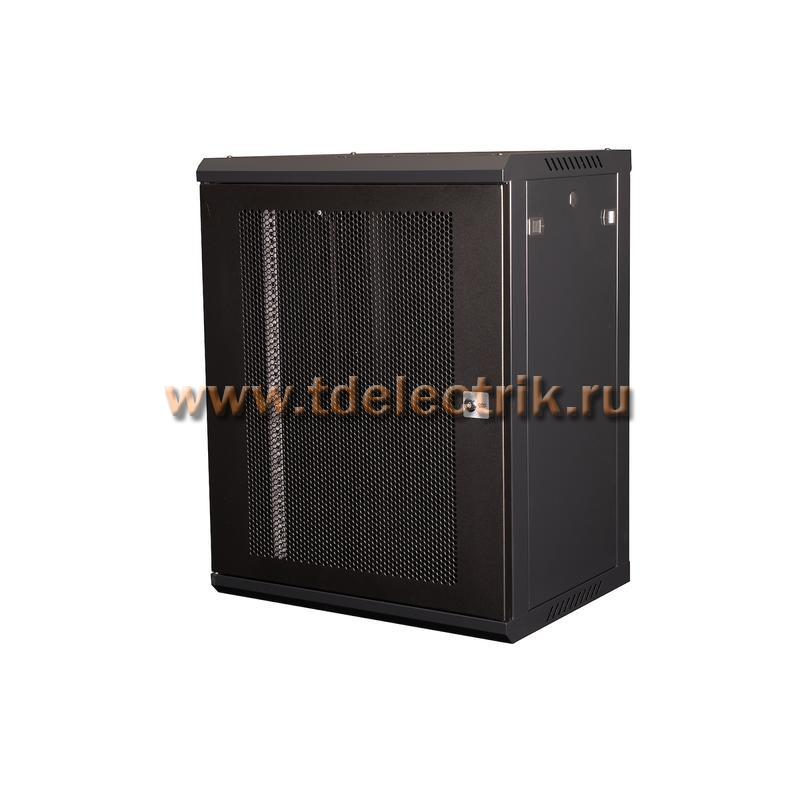 Фотография №1, DATAREX Шкаф 19 телекоммуникационный настенный, 15U 769x600x450 мм, дверь перфорация, черный DR-654001