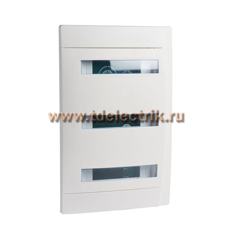 Фотография №1, Шкаф Practibox встраиваемый 3x12м, белая дверь с окнами, IP 40, с N&E