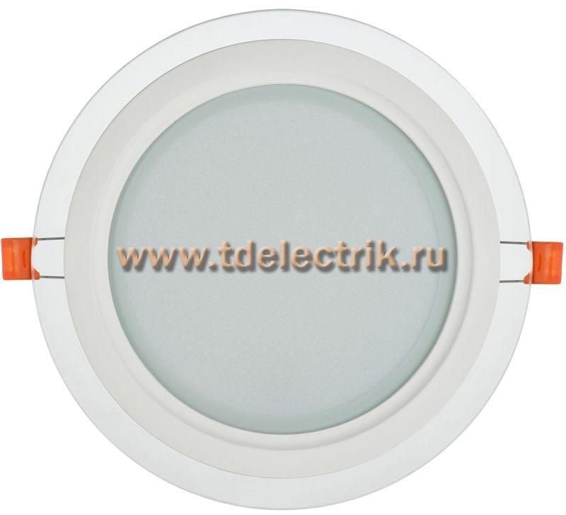 Фотография №1, Светильник LED ДВО 1622 со стекл. круг 18Вт 4000К IP20 IEK