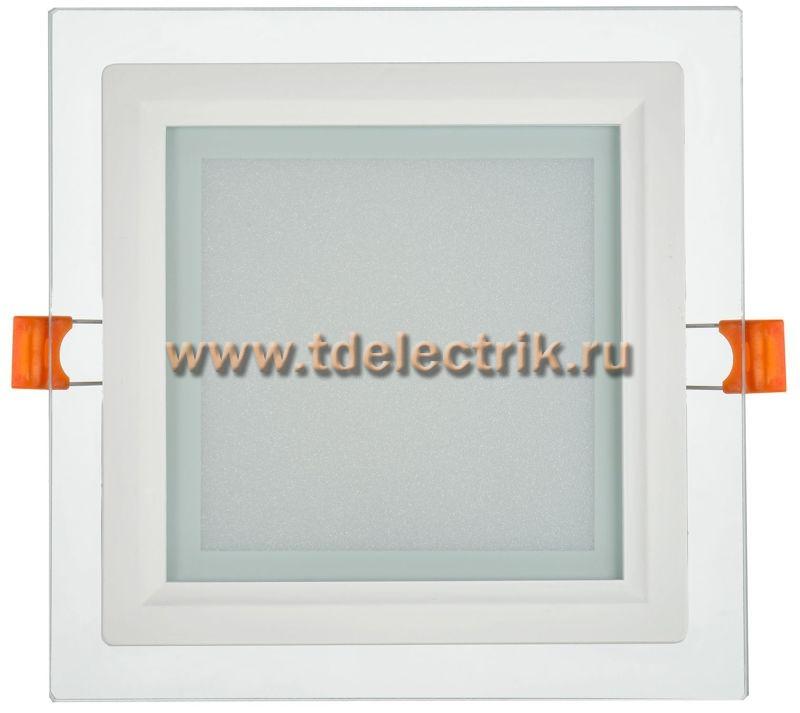 Фотография №1, Светильник LED ДВО 1624 со стекл. квадр. 12Вт 4000К IP20 IEK