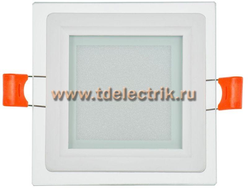Фотография №1, Светильник LED ДВО 1623 со стекл. квадр. 6Вт 4000К IP20 IEK