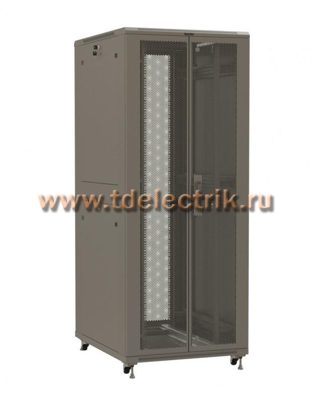 Фотография №1, Hyperline TTR-4788-DD-RAL7035 Шкаф напольный 19-дюймовый, 47U, 2277x800х800 мм (ВхШхГ), передняя и задняя распашные перфорированные двери (75%), ручка с замком, 2 вертикальных кабельных организатора, цвет серый (RAL 7035) (разобранный)