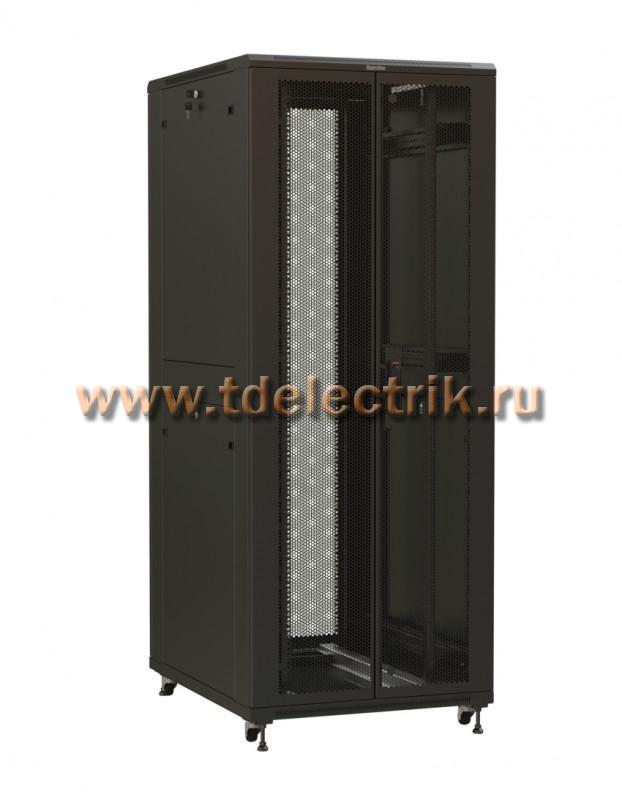 Фотография №1, Hyperline TTR-4782-DD-RAL9005 Шкаф напольный 19-дюймовый, 47U, 2277x800х1200 мм (ВхШхГ), передняя и задняя распашные перфорированные двери (75%), ручка с замком, 2 вертикальных кабельных организатора, цвет черный (RAL 9005) (разобранный)