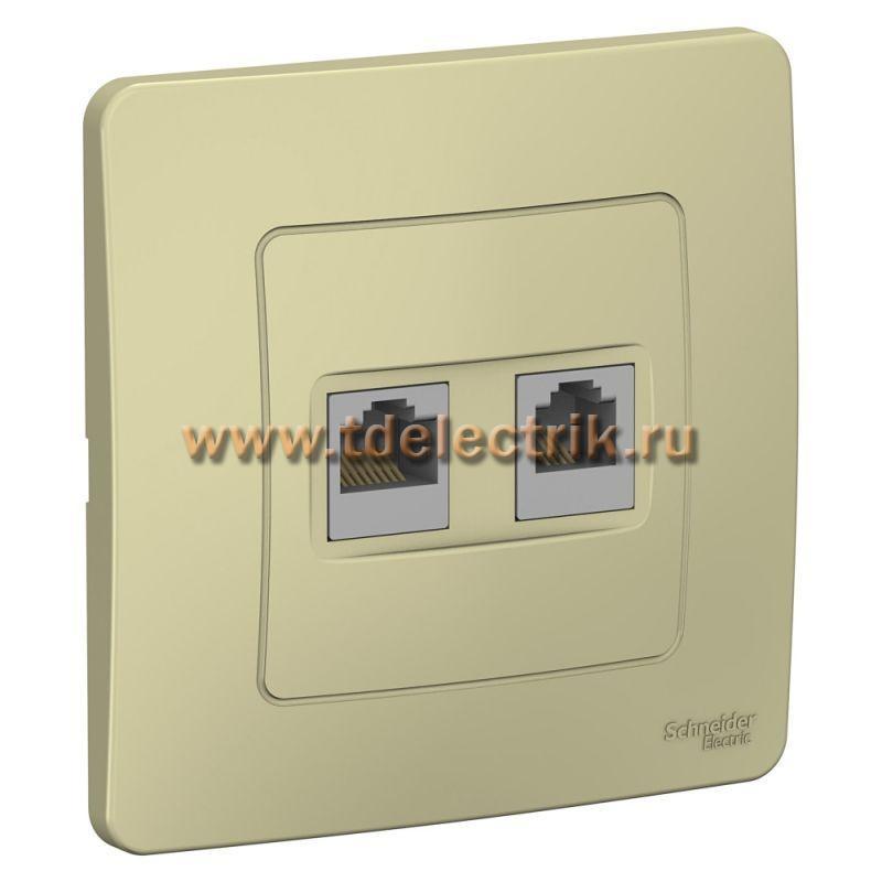 Фотография №1, BLANCA С/У Розетка двойная: комп.RJ45, кат.5E + телефон. RJ11, бежевый