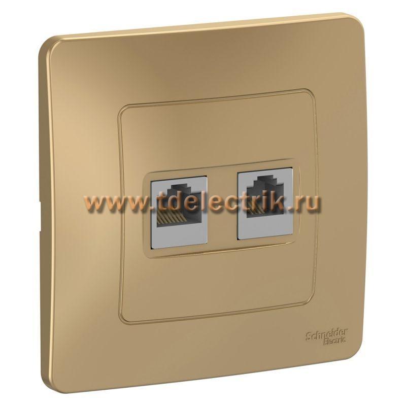 Фотография №1, BLANCA С/У Розетка двойная: комп.RJ45, кат.5E + телефон. RJ11, титан
