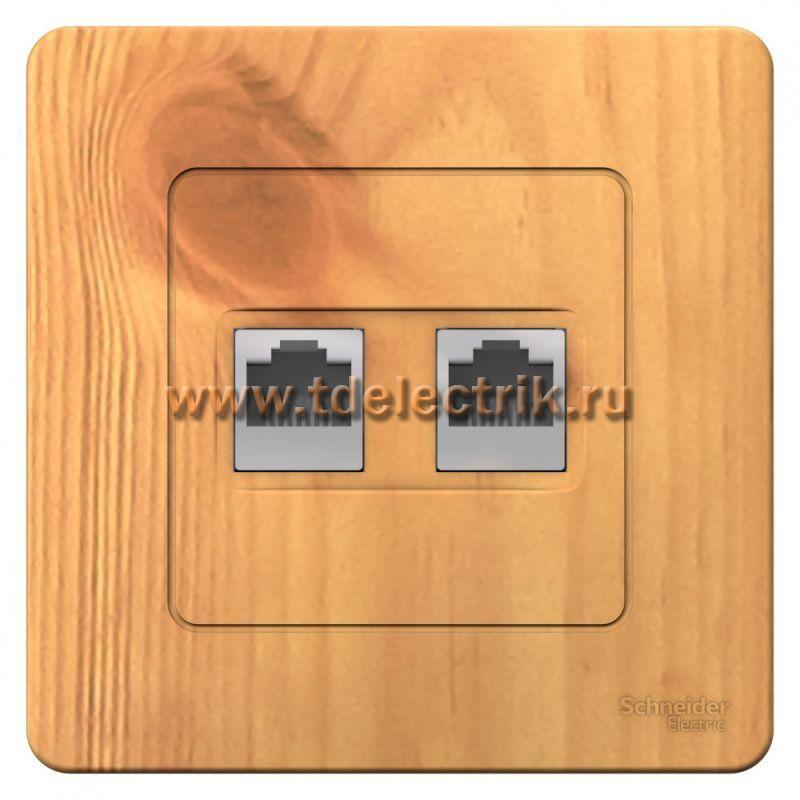 Фотография №1, BLANCA С/У Розетка двойная: комп.RJ45, кат.5E + телефон. RJ11, ясень