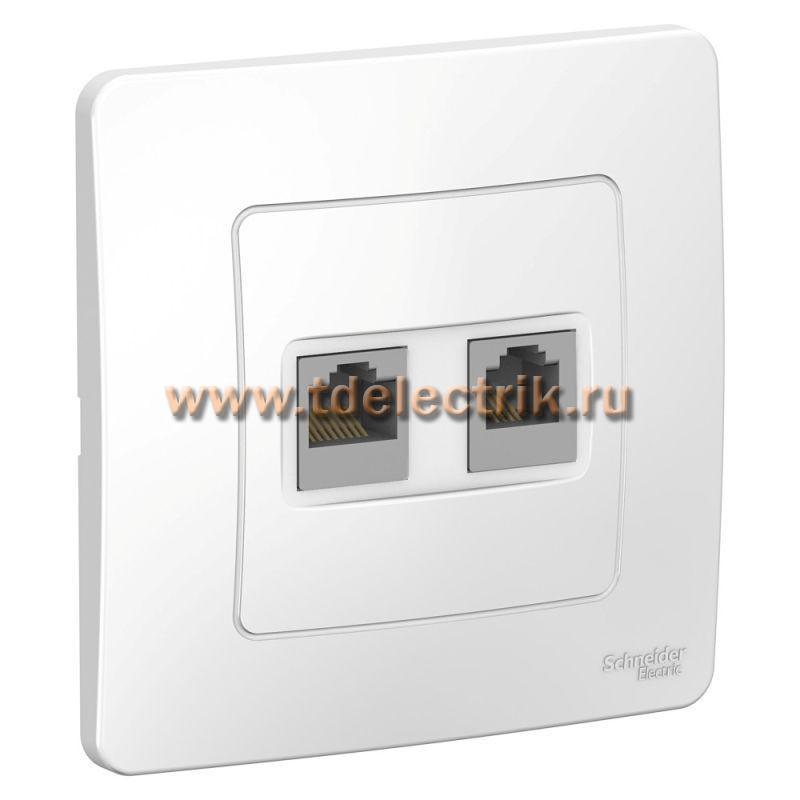 Фотография №1, BLANCA С/У Розетка двойная: комп.RJ45, кат.5E + телефон. RJ11, белый