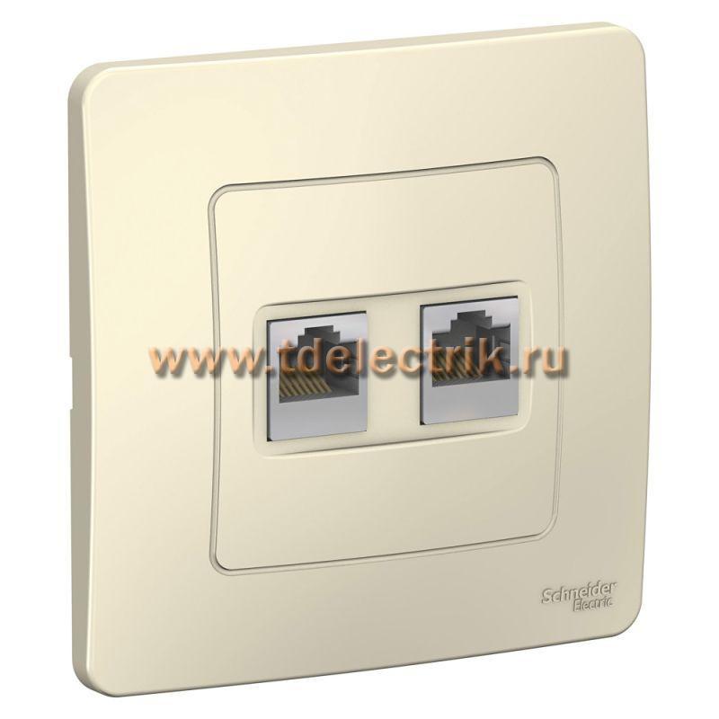 Фотография №1, BLANCA С/У Розетка двойная компьютерная RJ45, кат.5E, молочный