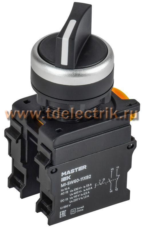 Фотография №1, Переключатель длин. ручка 2 полож. 1NO+1NC чёрный MASTER IEK