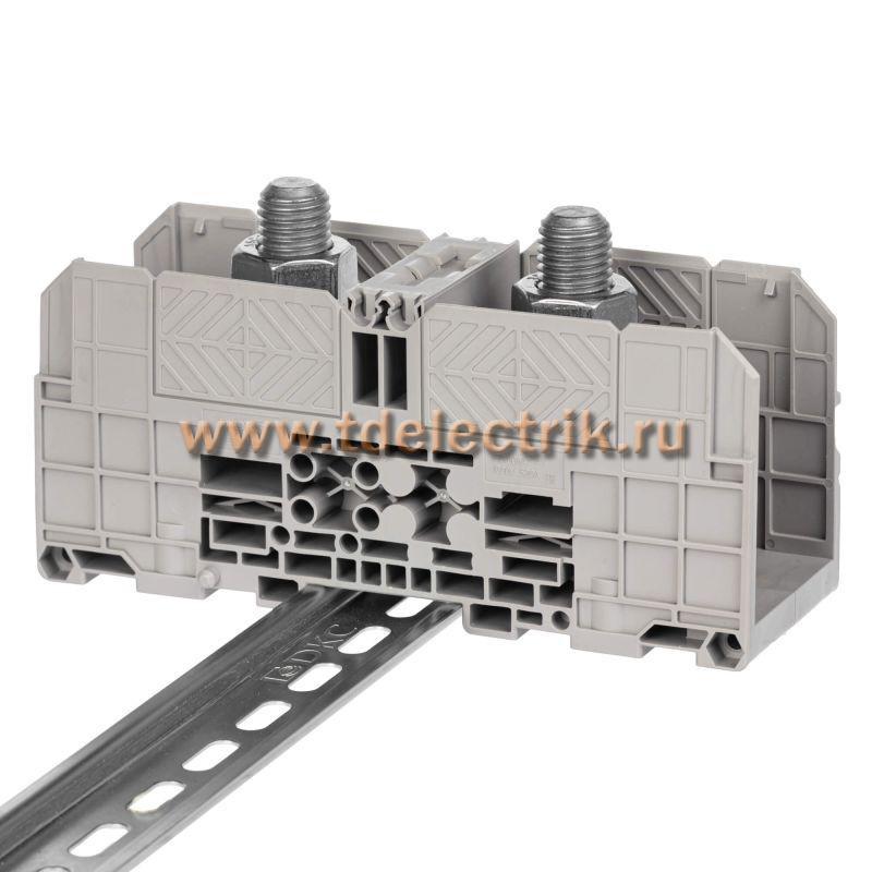 Фотография №1, Клемма проходная, болтовой зажим, 2 точки подключения,  300 кв.мм, серая