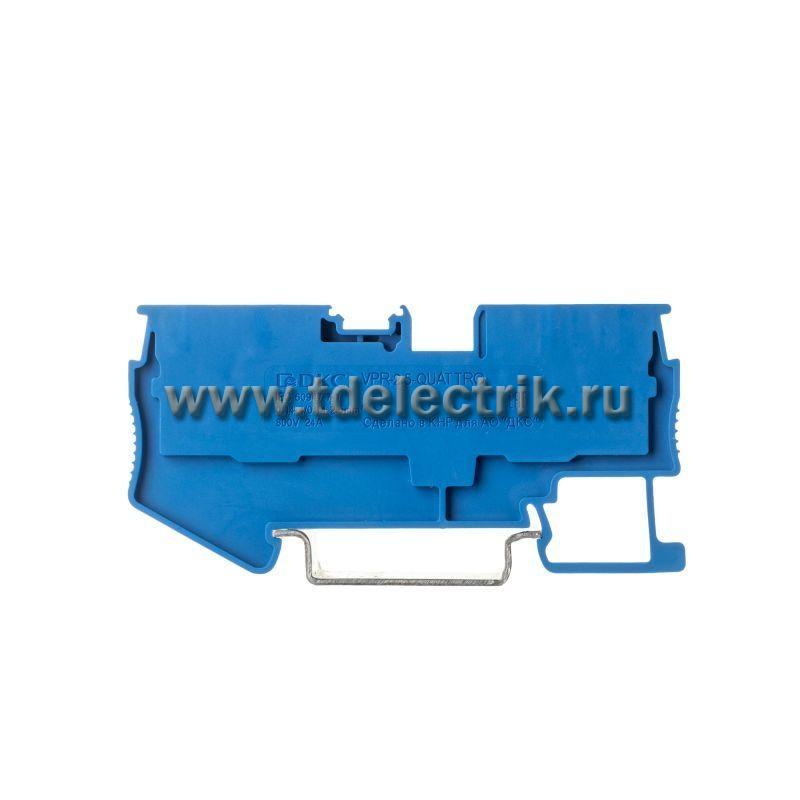Фотография №1, Клемма проходная, зажим push-in, 4 точки подключения, 2.5 кв.мм, синяя