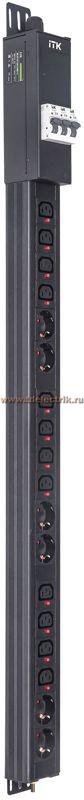 Фотография №1, BASE PDU вертикальный PV1114 24U 3 фазы 16А 6 розеток SCHUKO (немецкий стандарт) + 12 розеток C13 с клеммной колодкой и кабелем 3м вилка IEC60309 (промышленная)